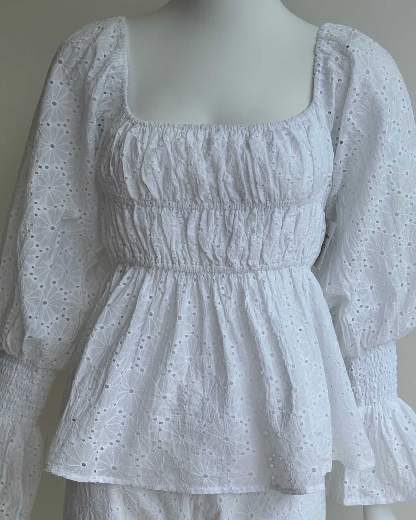 Elisabeth Top in White Eyelet