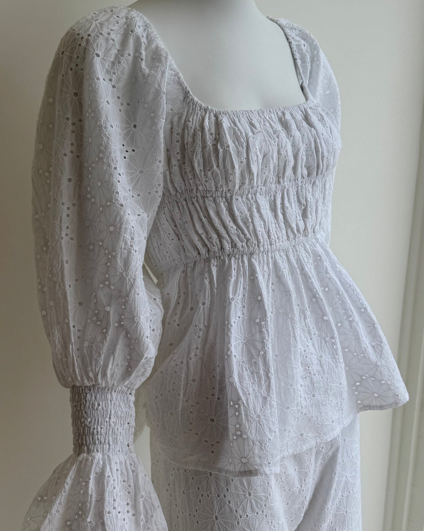 Elisabeth Top in White Eyelet