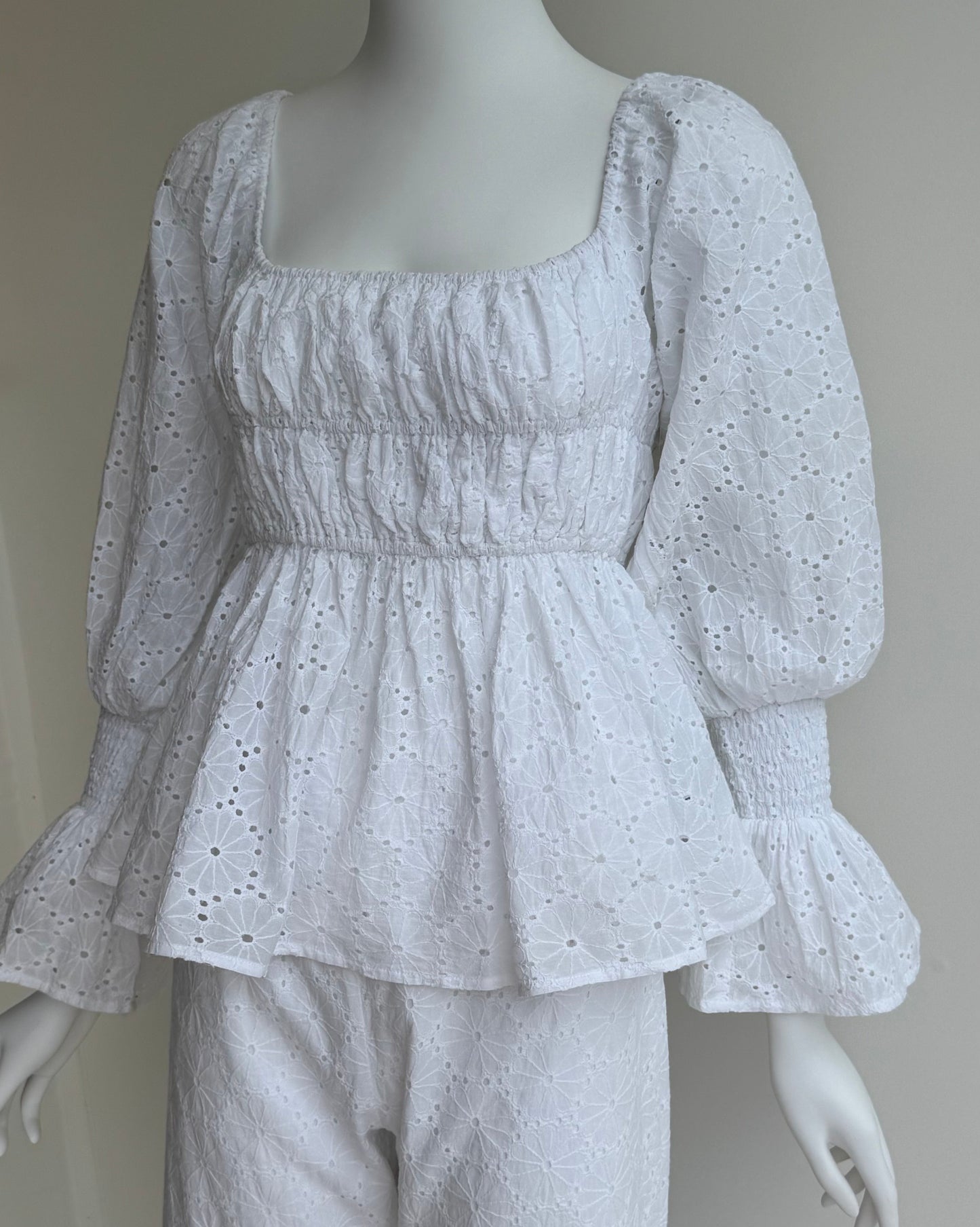 Elisabeth Top in White Eyelet