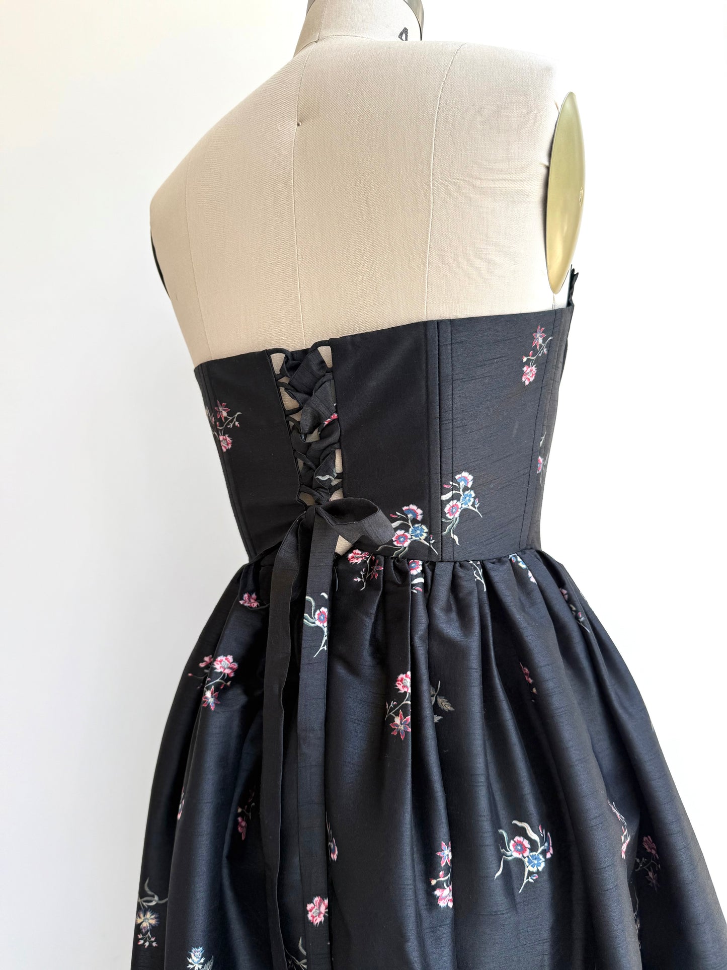 Charlotte Bustier Dress in Noir Fleur