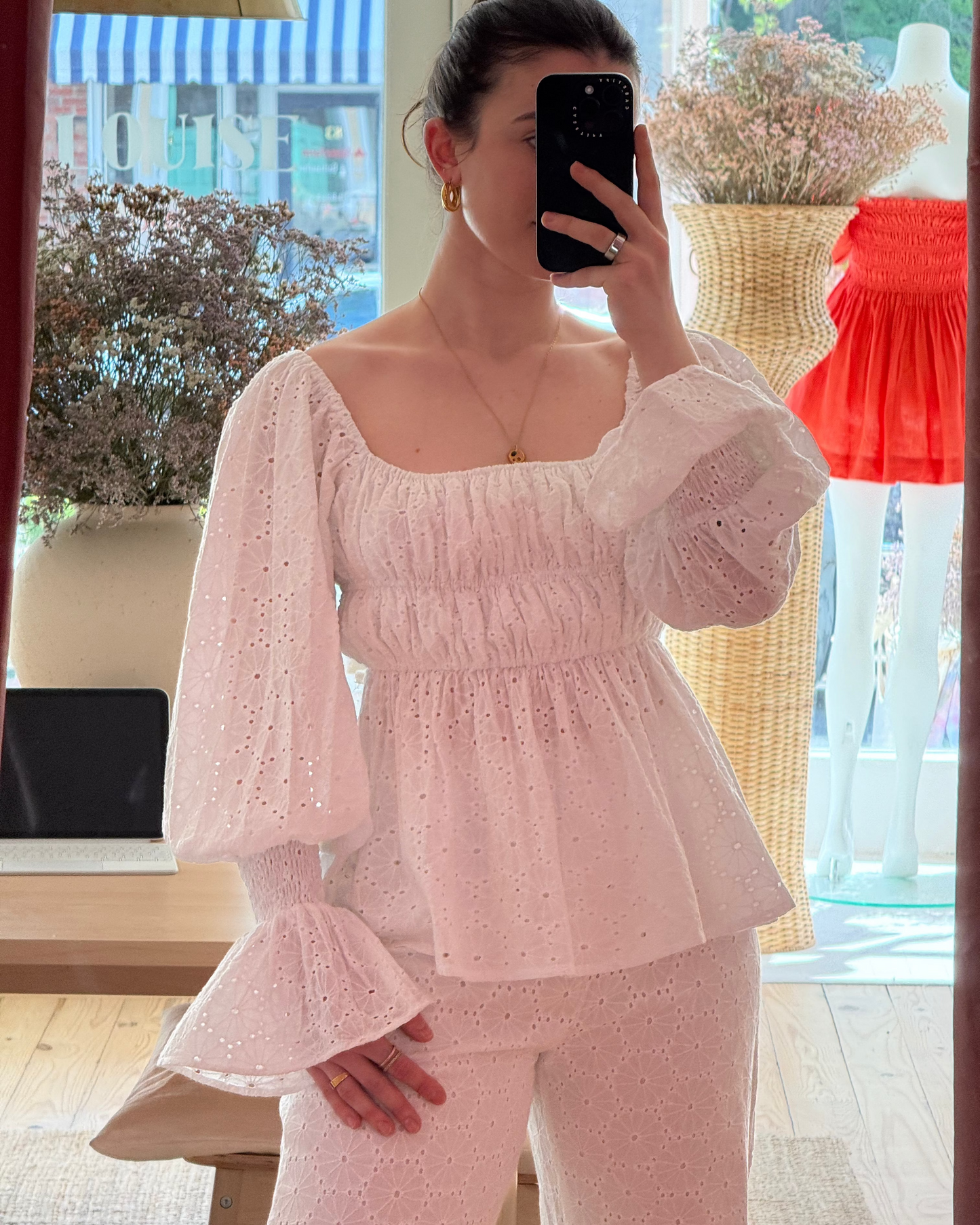 Elisabeth Top in White Eyelet