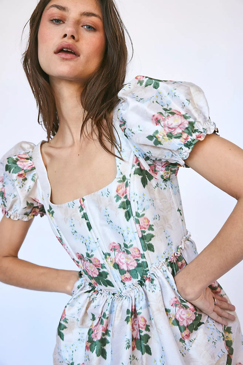 The Chloe Dress in Floral Brocade Louise New York