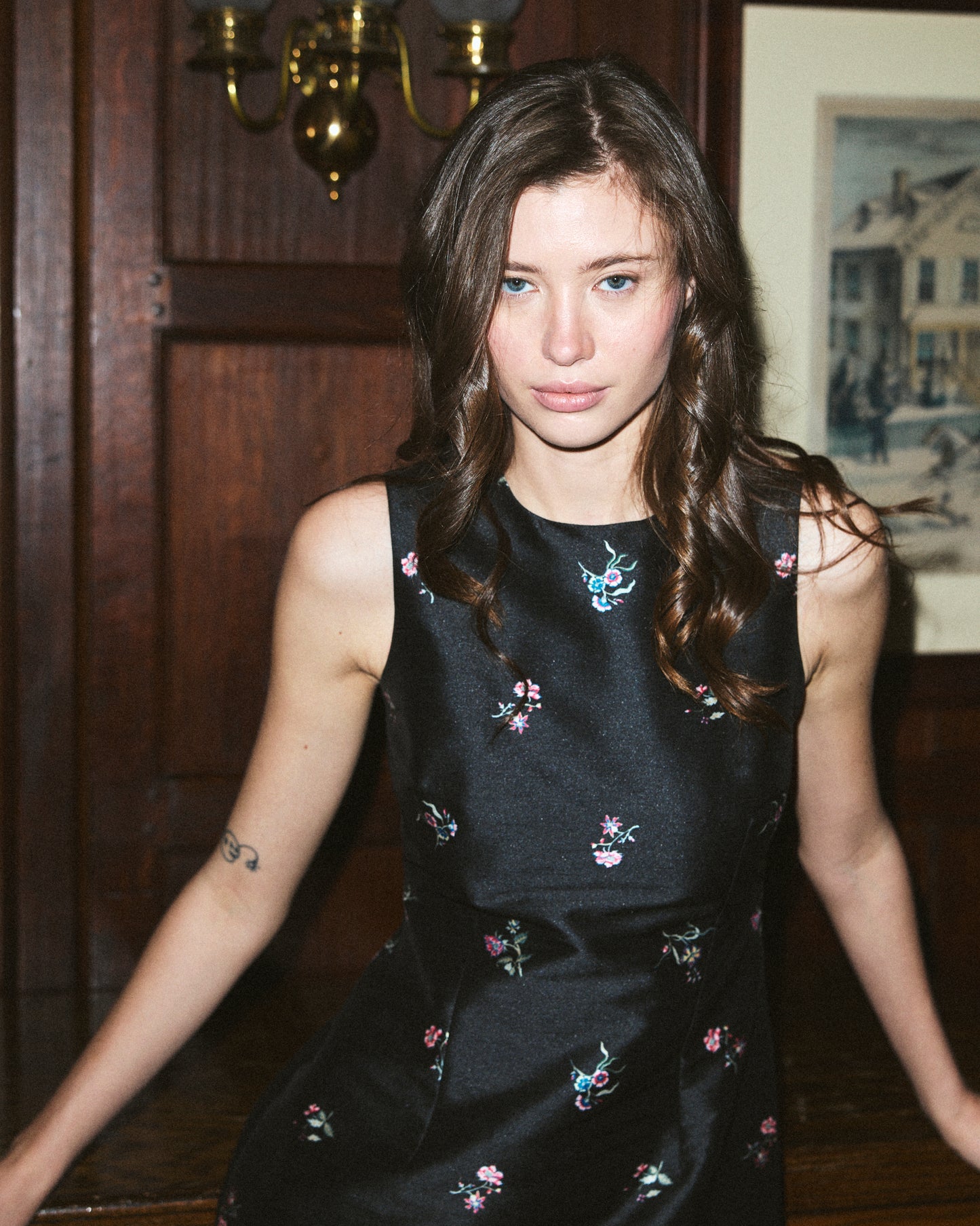 Jackie Dress in Noir Fleur