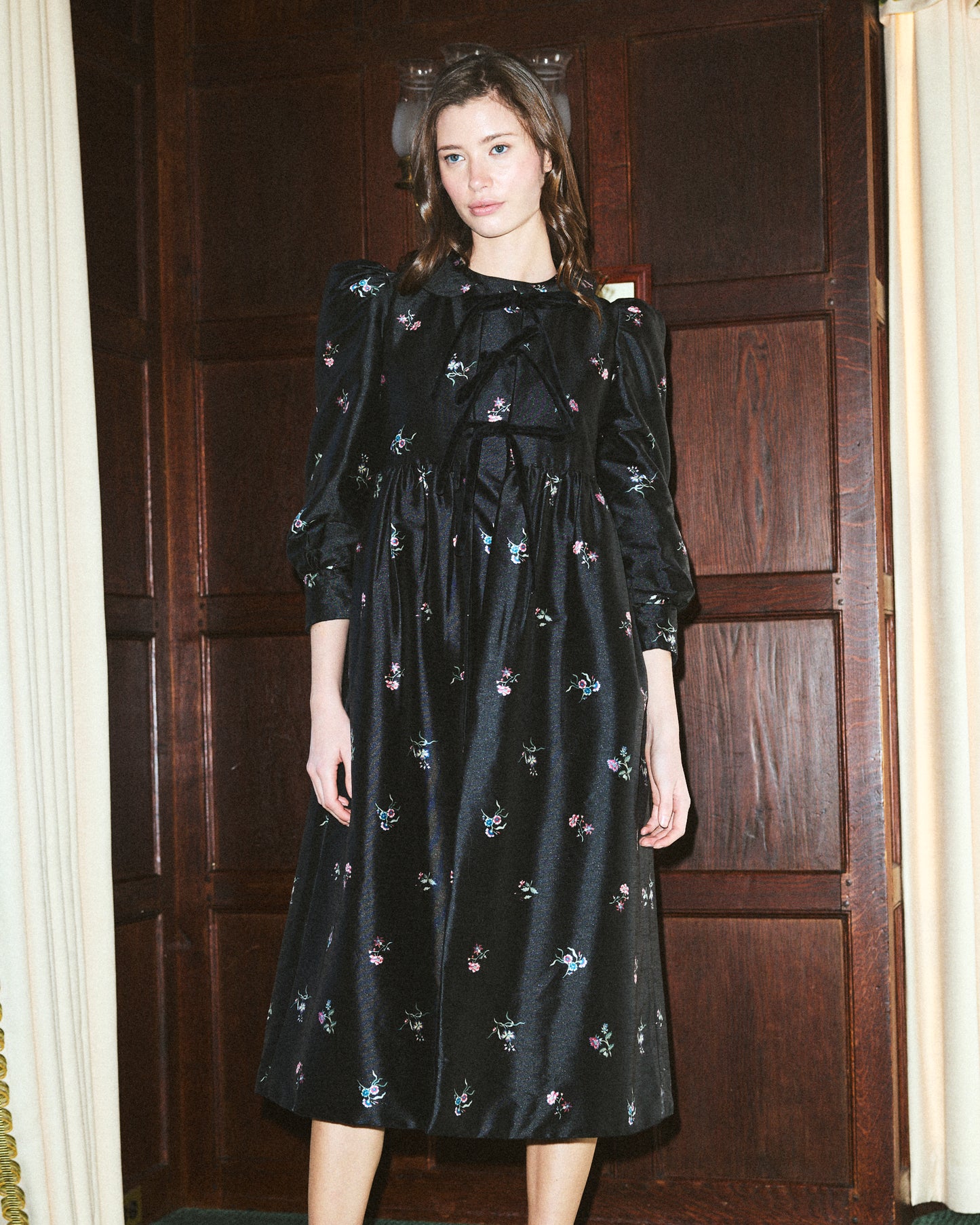 Georgiana Reversible Coat in Noir Fleur