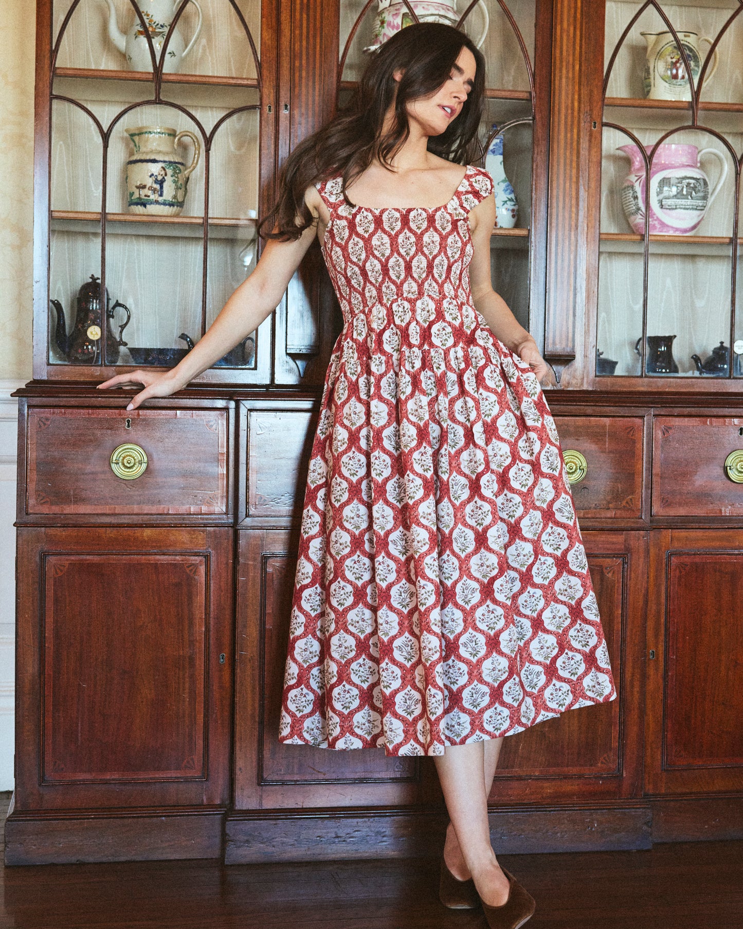 Lettie Dress in Saffron Trellis