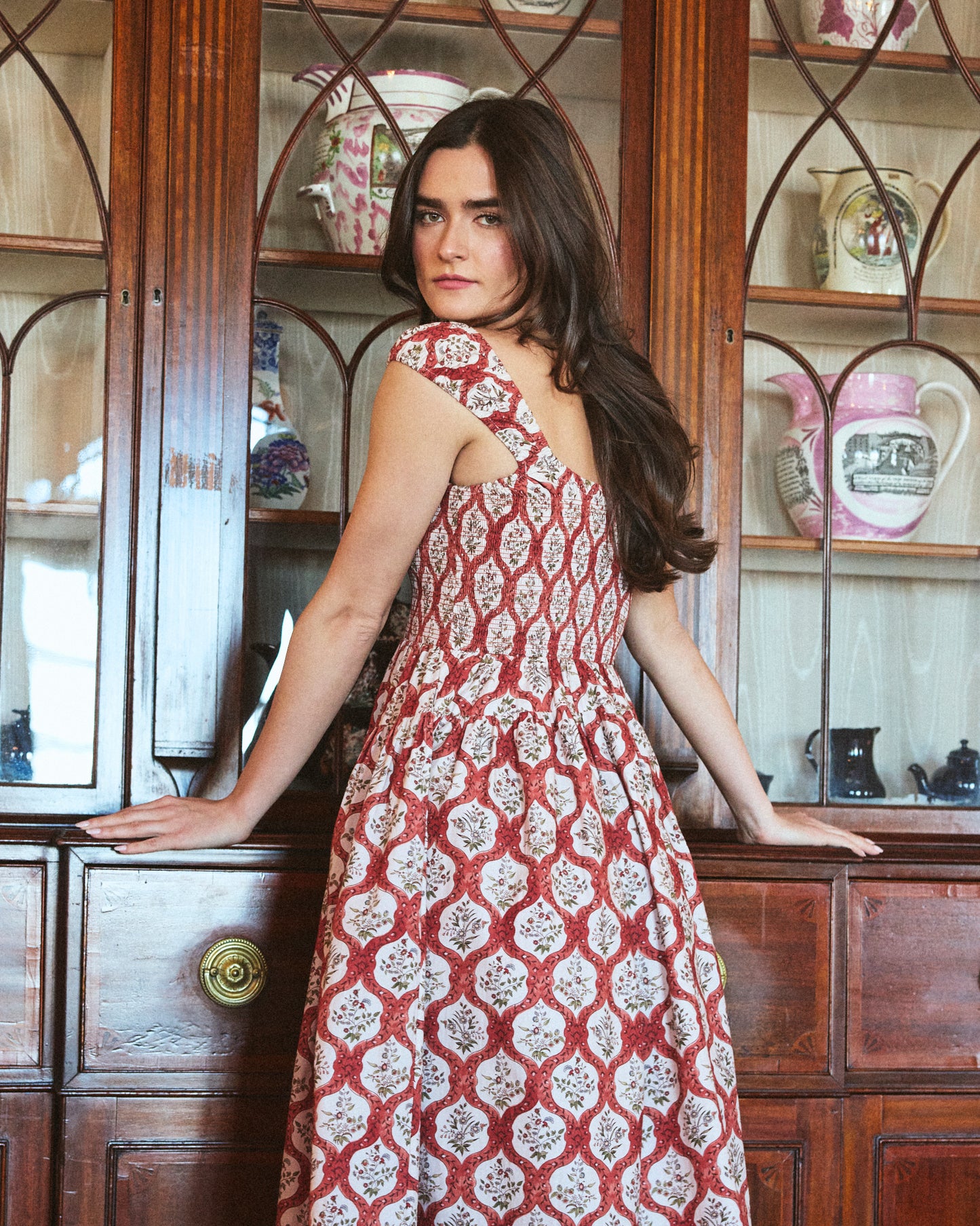 Lettie Dress in Saffron Trellis