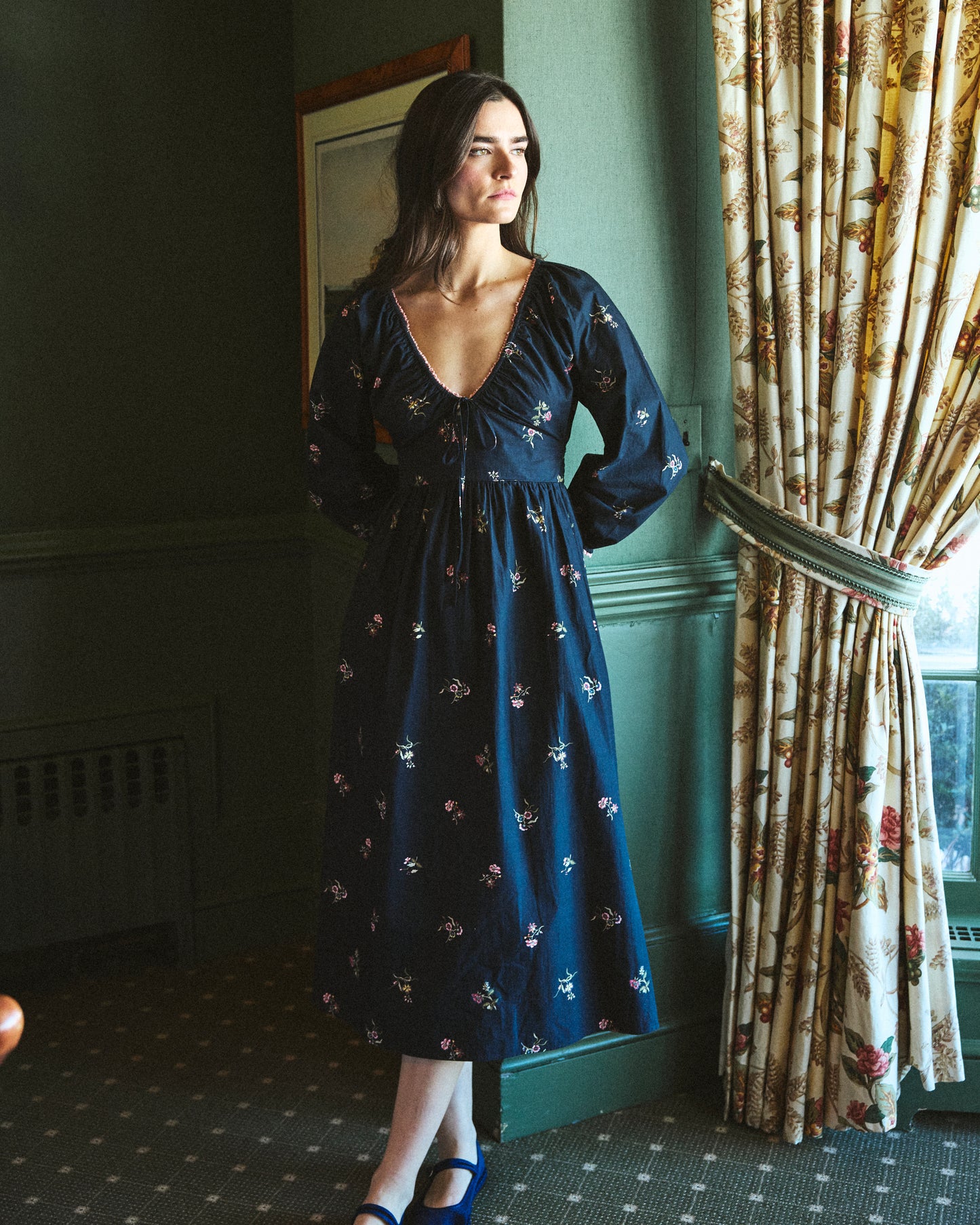 Eloise Dress in Noir Fleur