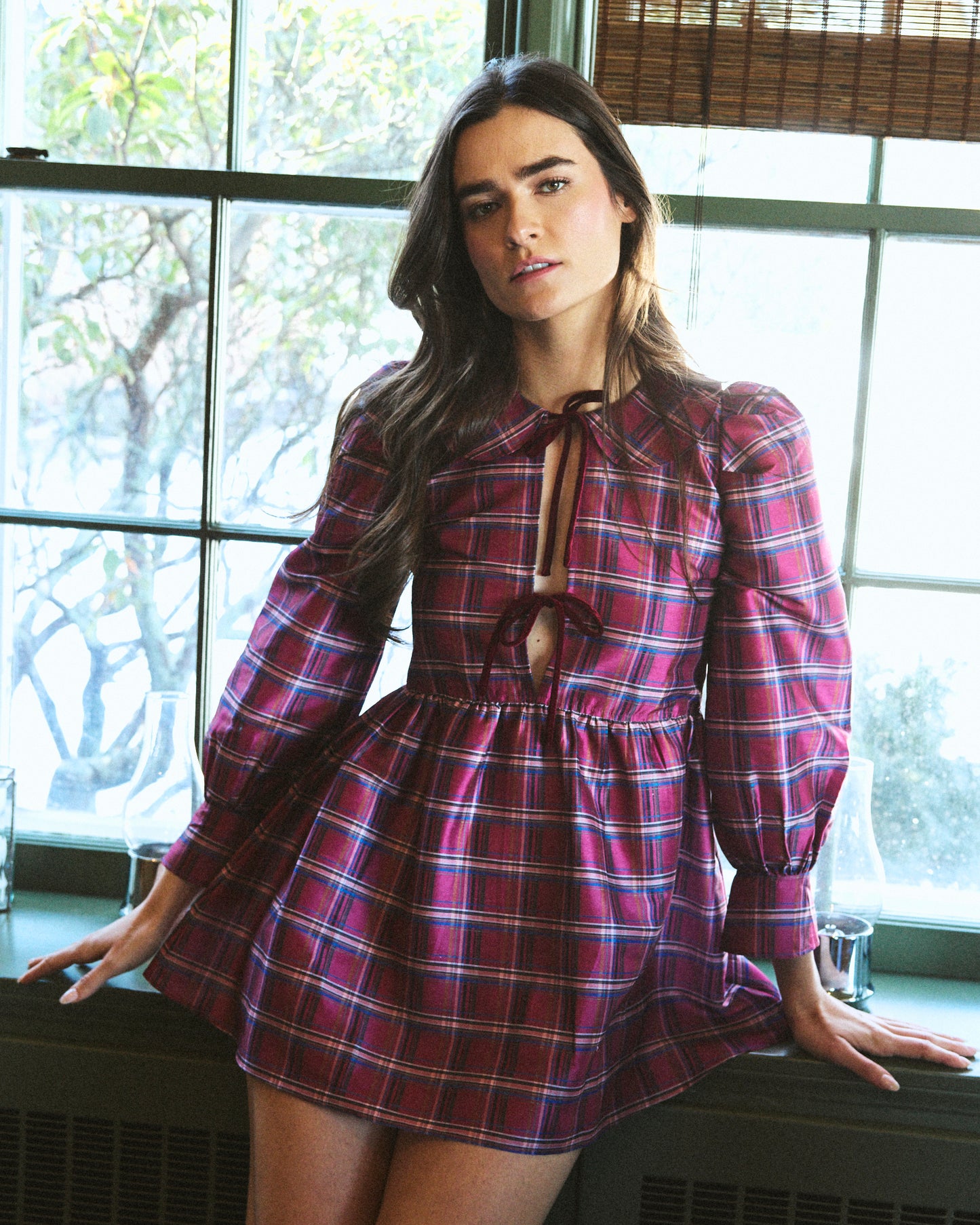 Gussie Dress in Berry Tartan