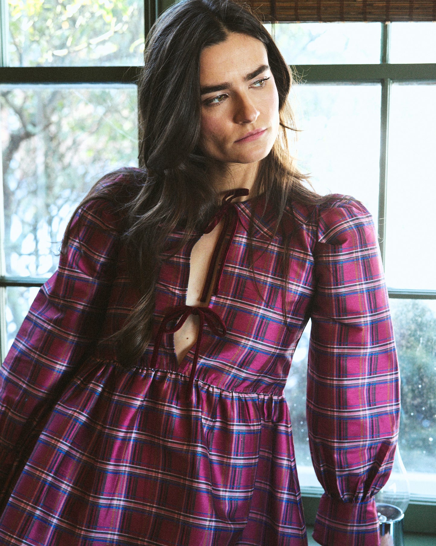 Gussie Dress in Berry Tartan