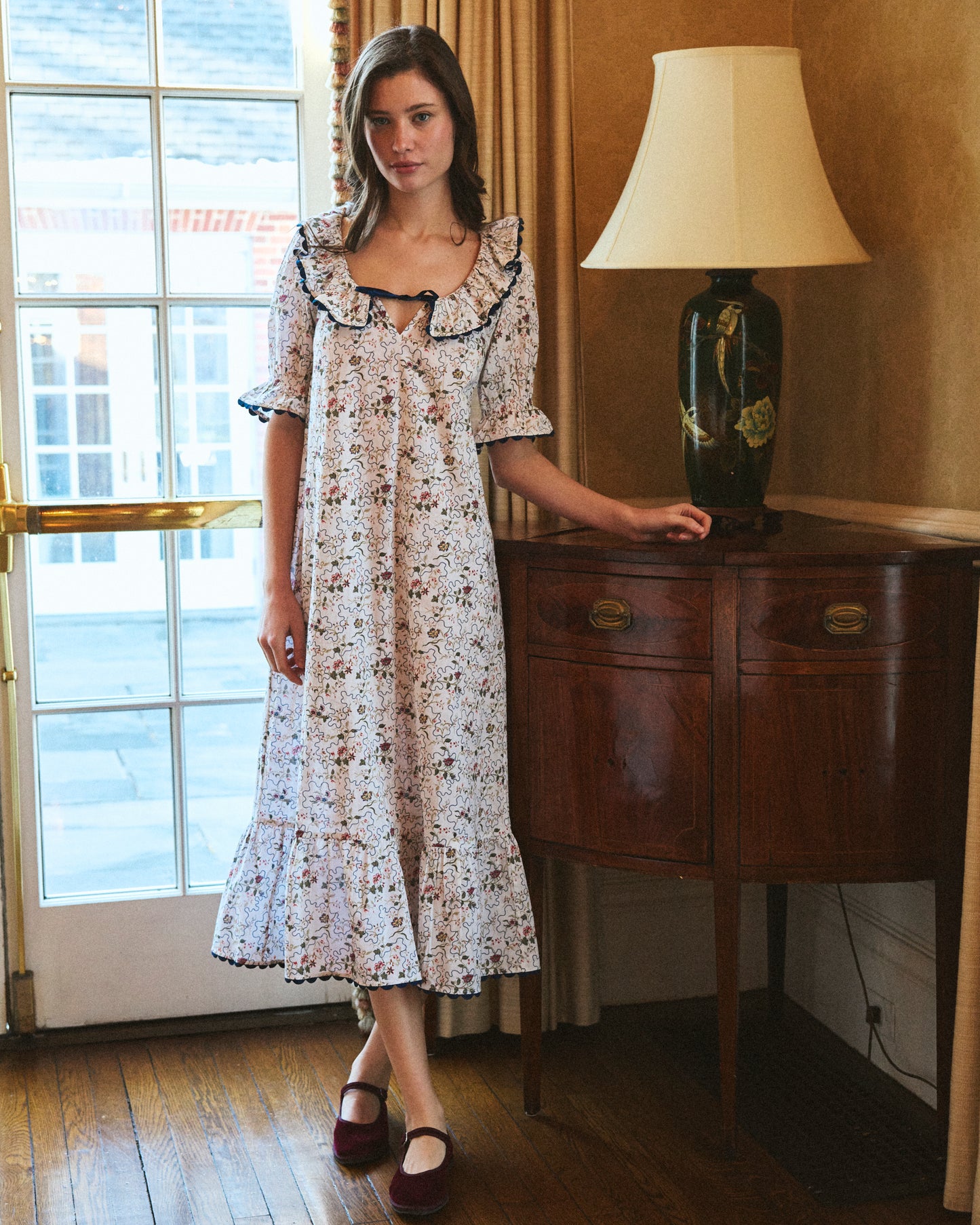 Victoria Dress in Fleur Bleue