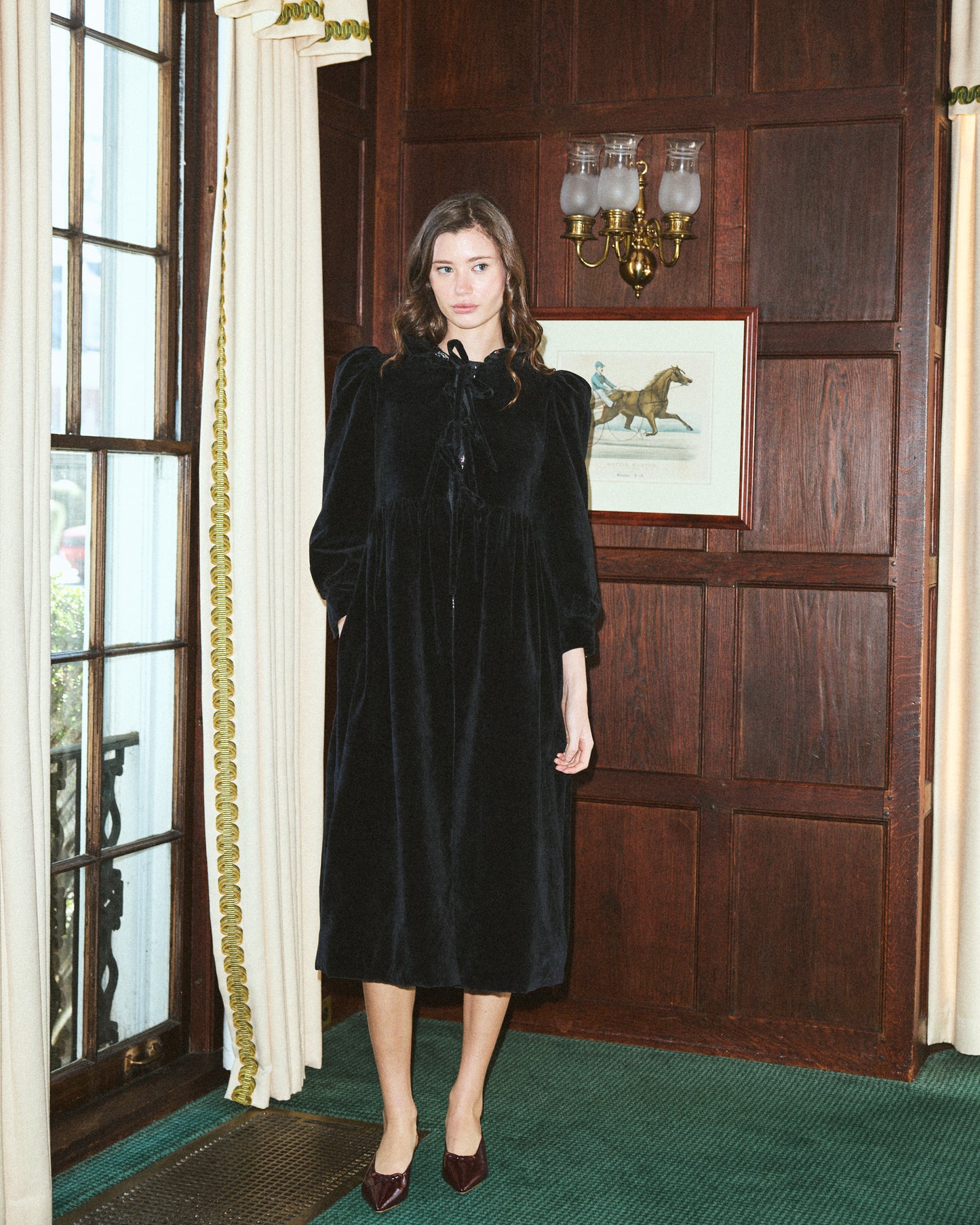 Georgiana Reversible Coat in Noir Fleur