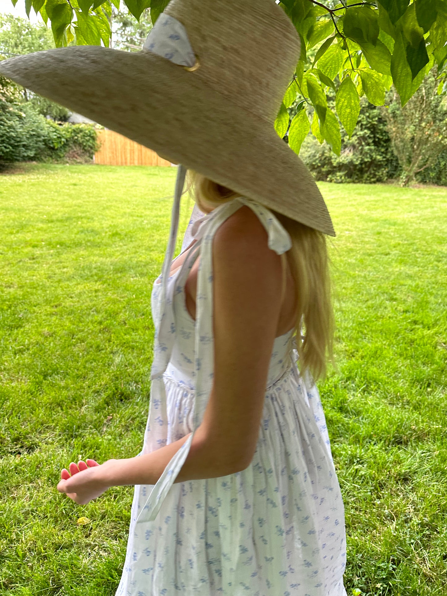 The Marie Dress in Ditsy Blue Floral Linen