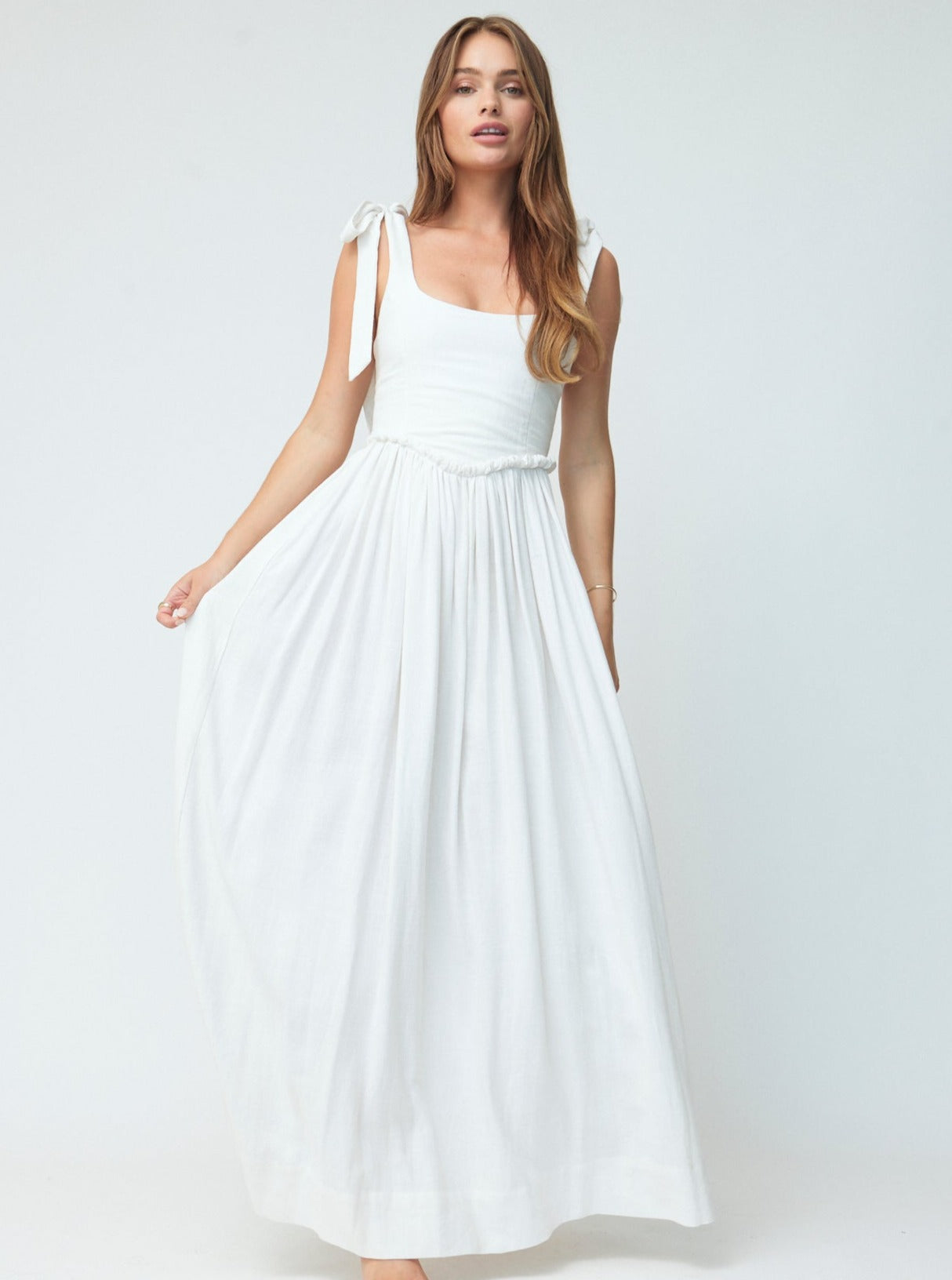 Marie Dress in White Linen Louise New York Marie Dress in White Linen Louise New York