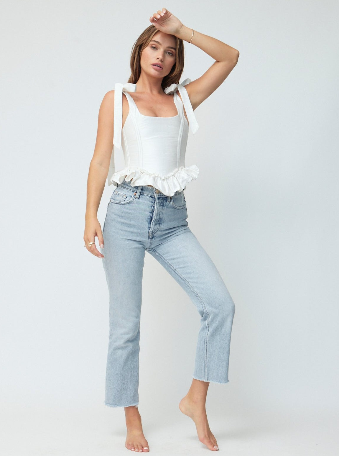 The Antoinette Corset in Powder Blue Silk Dupioni