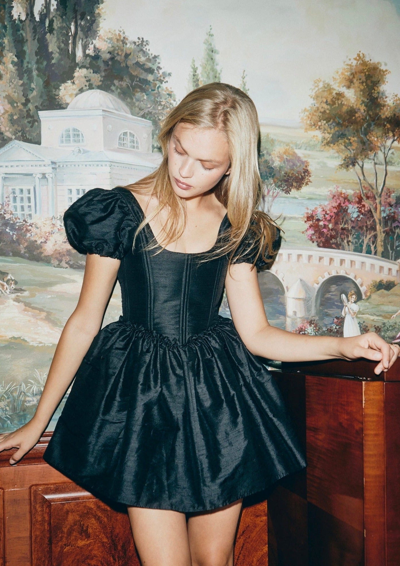 Chloe Dress in Black Silk Louise New York Chloe Dress in Black Silk Louise New York
