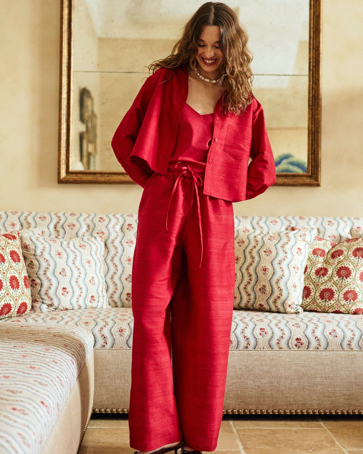 Simone Pant in Cherry