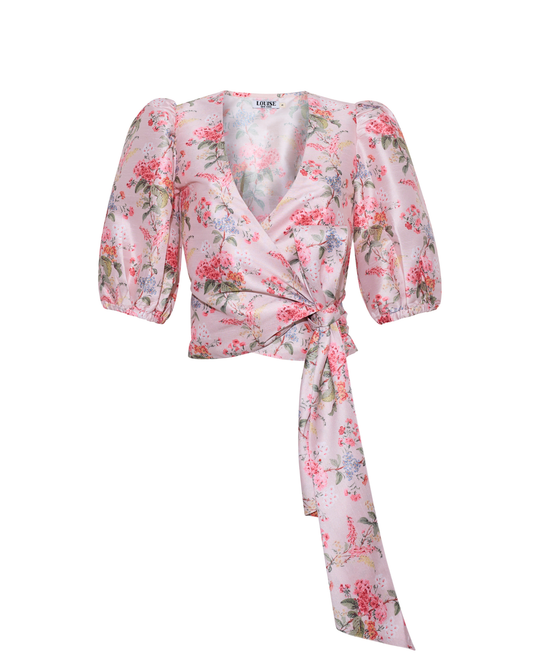 Scarlett Wrap Top in Blush Floral