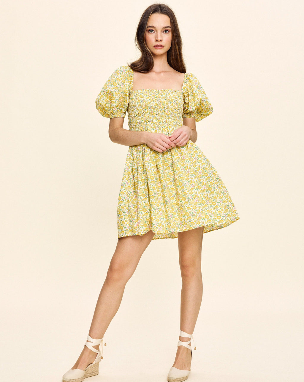 Aisla Mini Dress in Yellow Liberty Floral