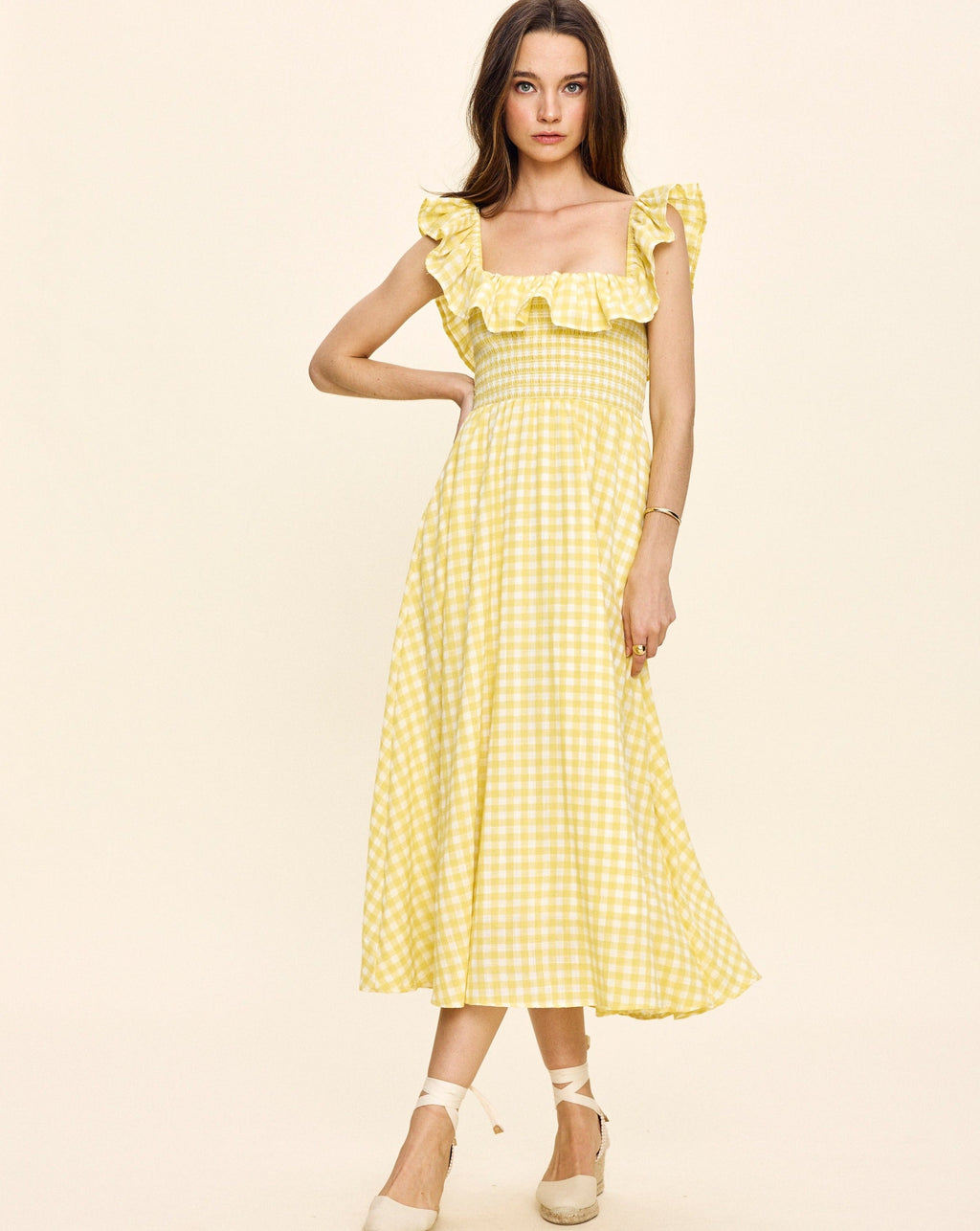 Annabelle Dress in Yellow Gingham