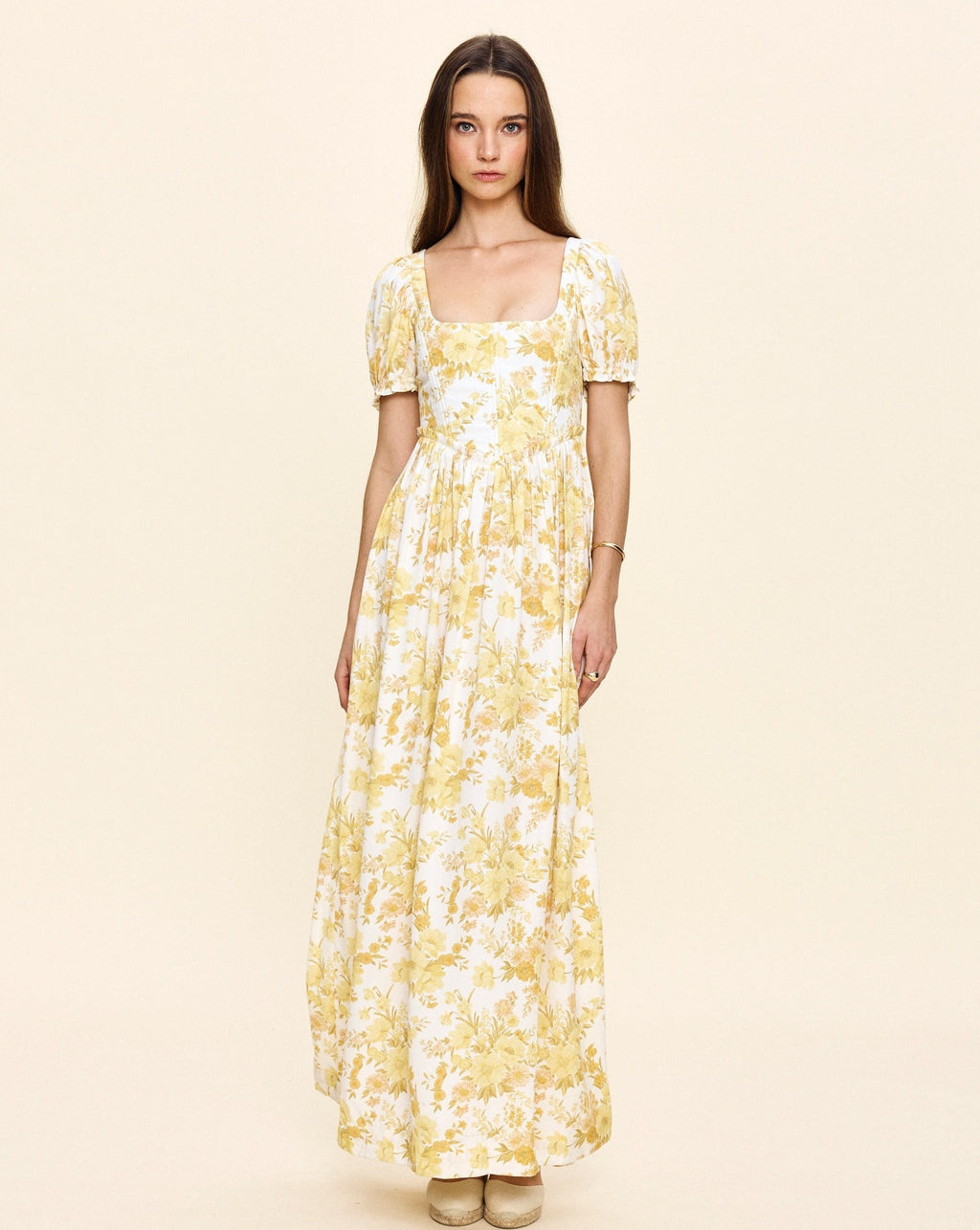 Chloe Maxi Dress in Yellow Floral