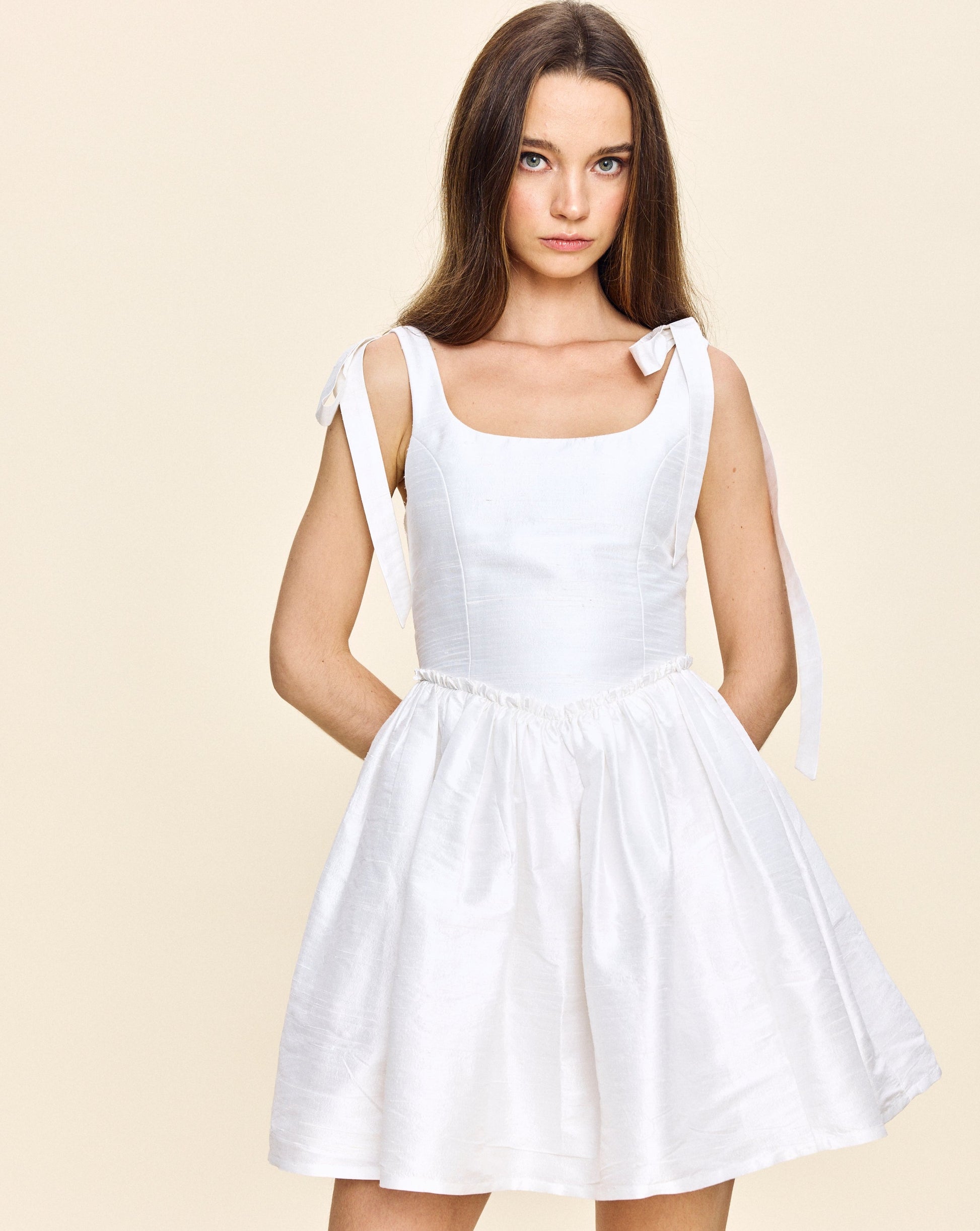 Marie Mini Dress in White – Louise New York
