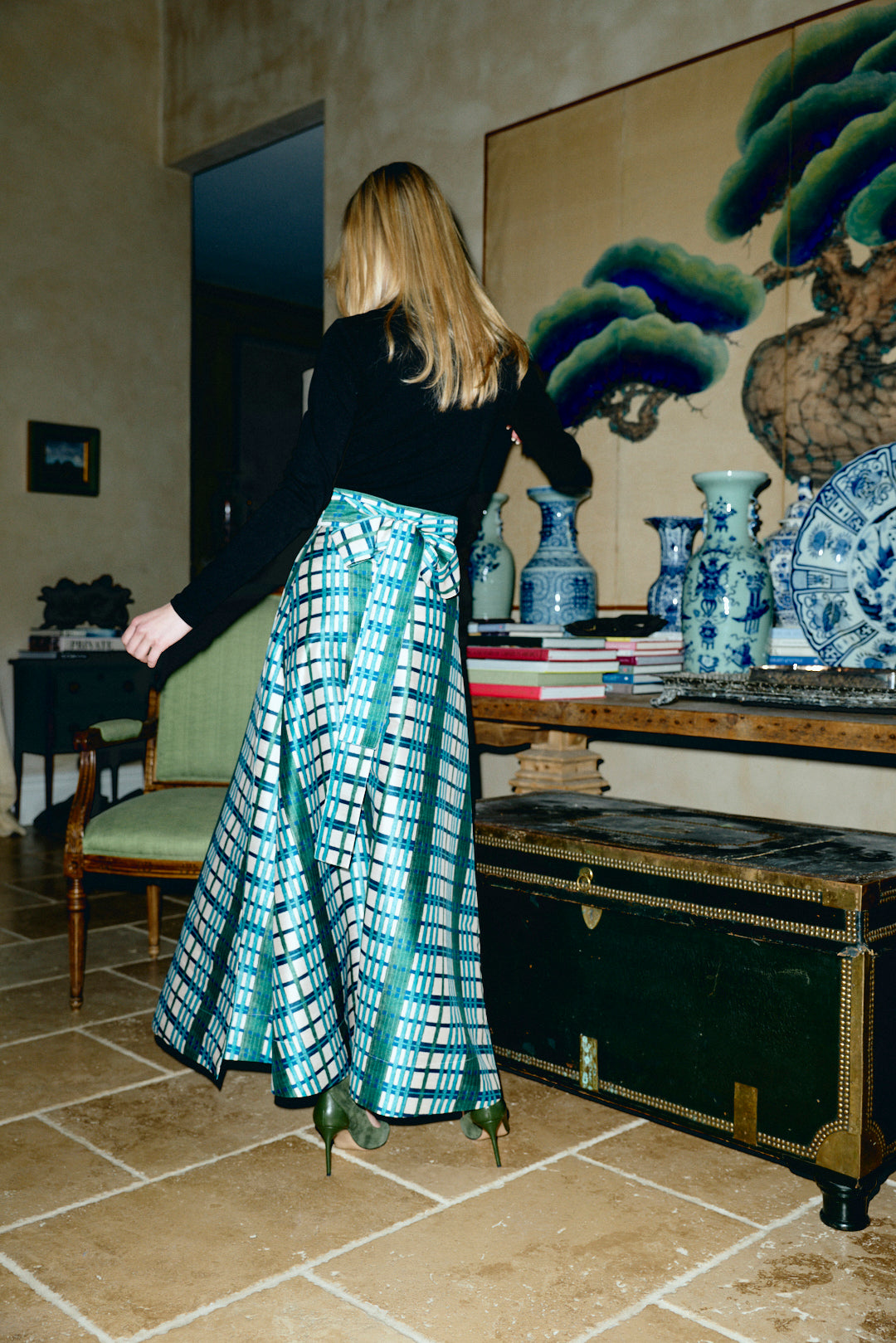 Helena Midi Wrap Skirt in Kenmare Plaid