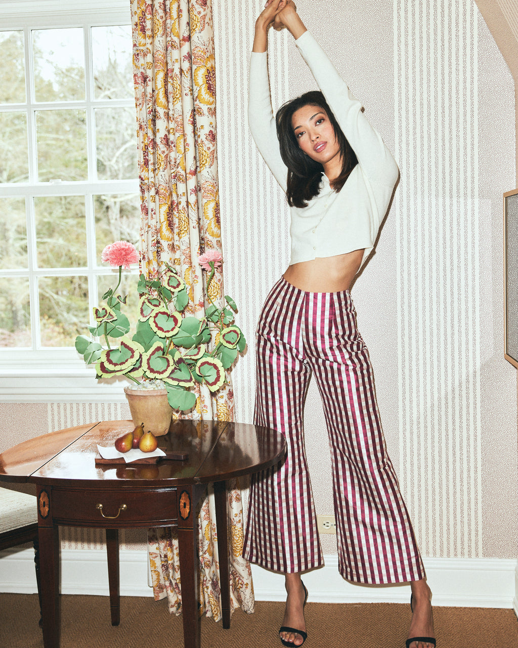 Libby Pant in Wine Gingham