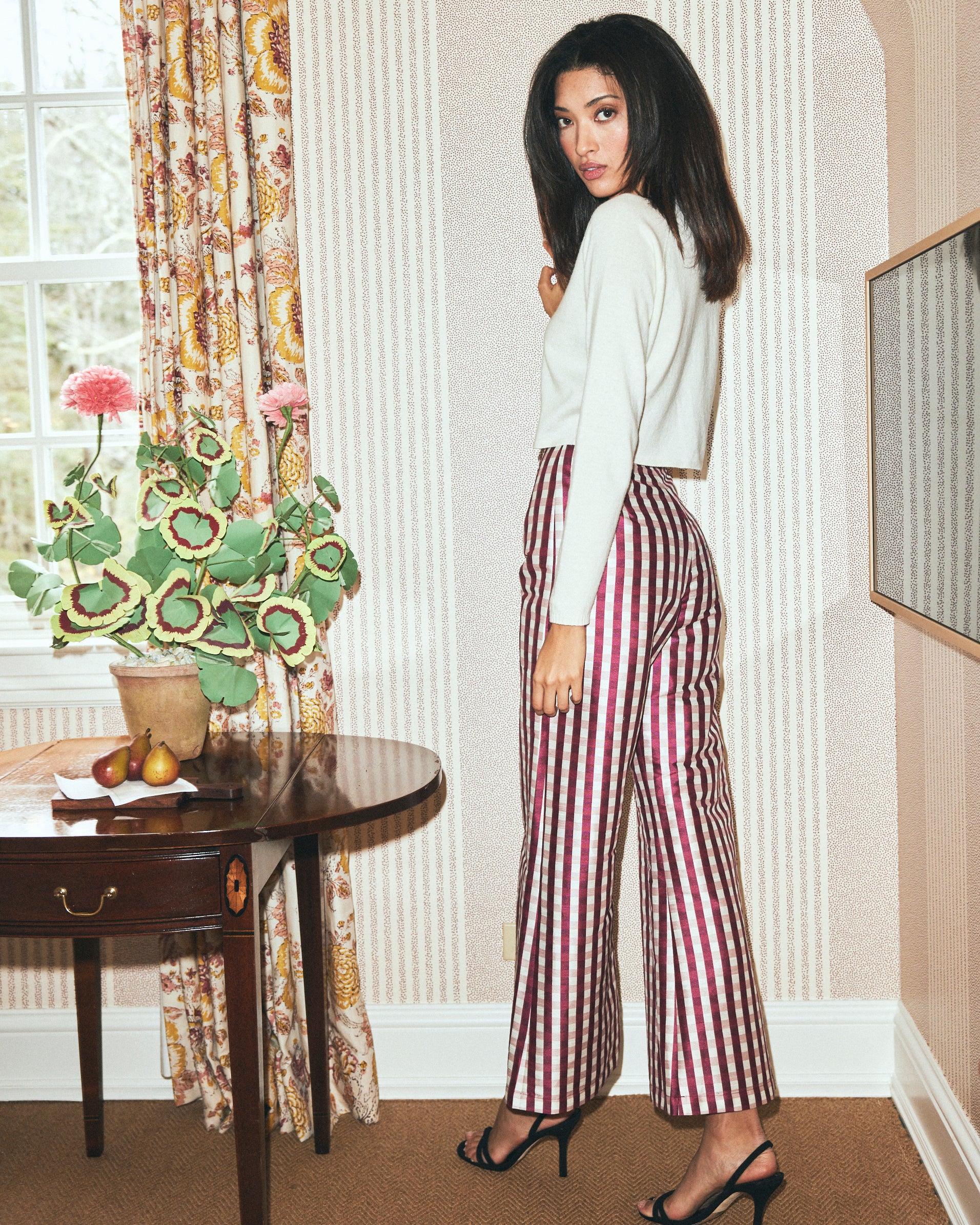 Libby Pant in Wine Gingham