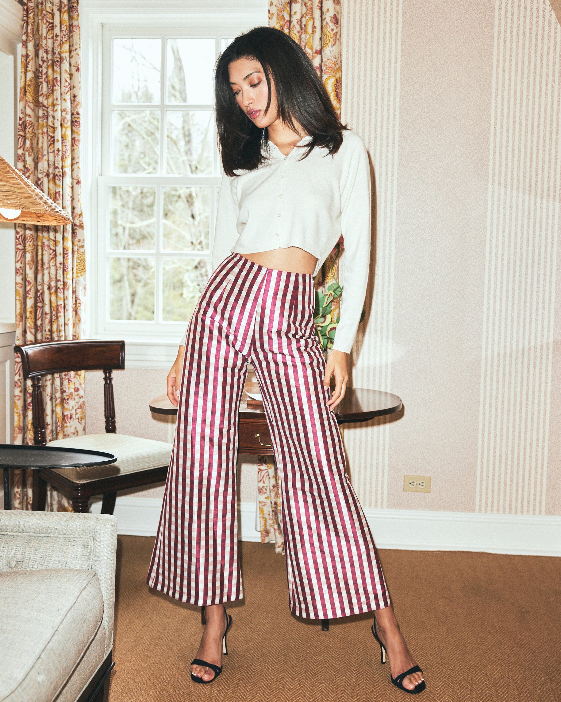Libby Pant in Wine Gingham