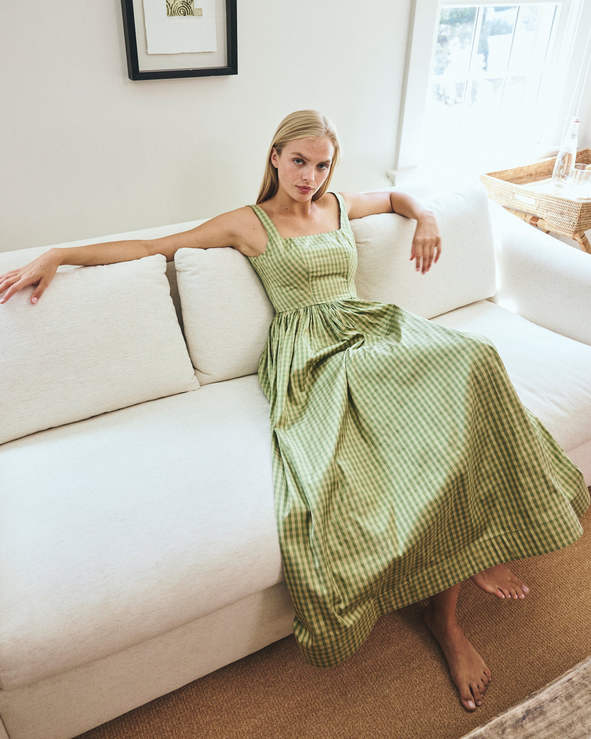 Grace Dress in Green Gingham Louise New York Grace Dress in Green Gingham Louise New York