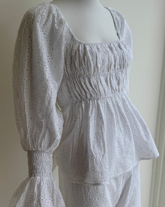 Elisabeth Top in White Eyelet