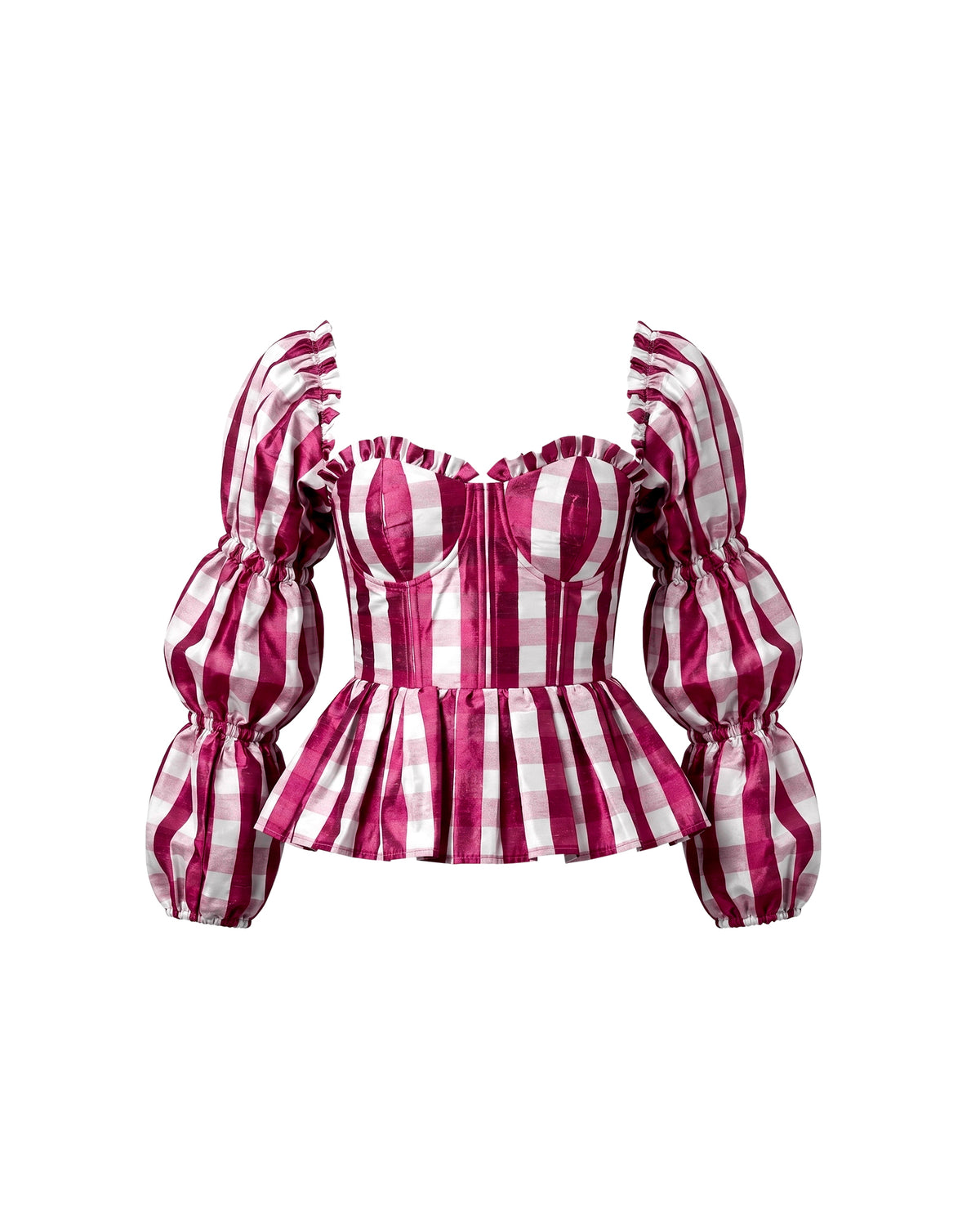 Charlotte Bustier Top in Wine Gingham