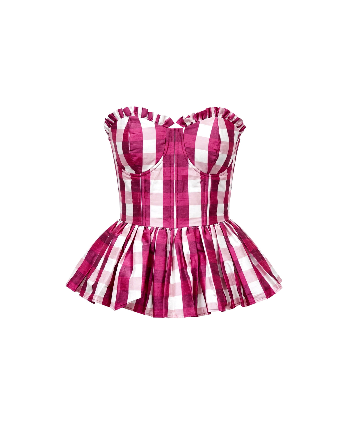 Charlotte Bustier Top in Wine Gingham