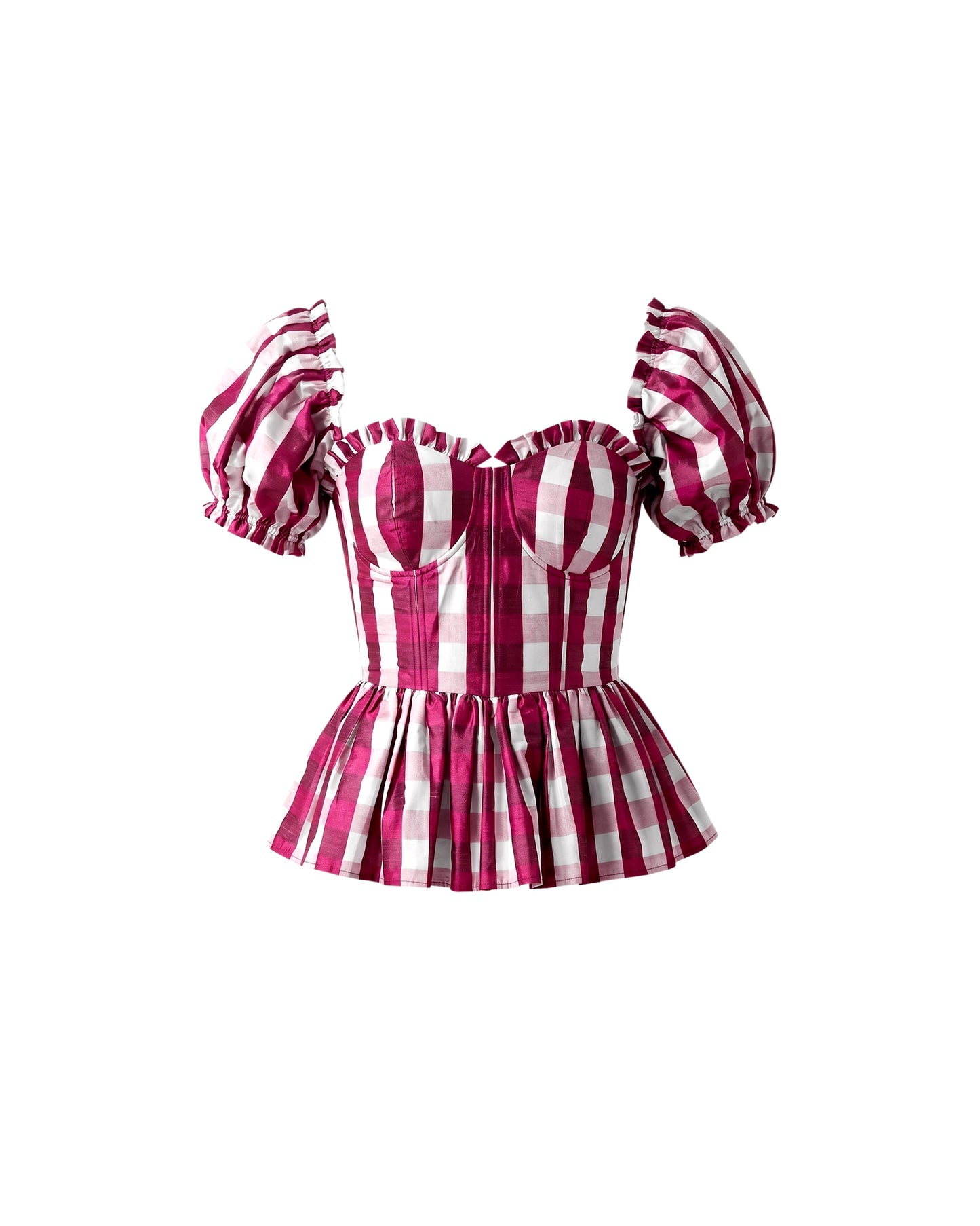 Charlotte Bustier Top in Wine Gingham