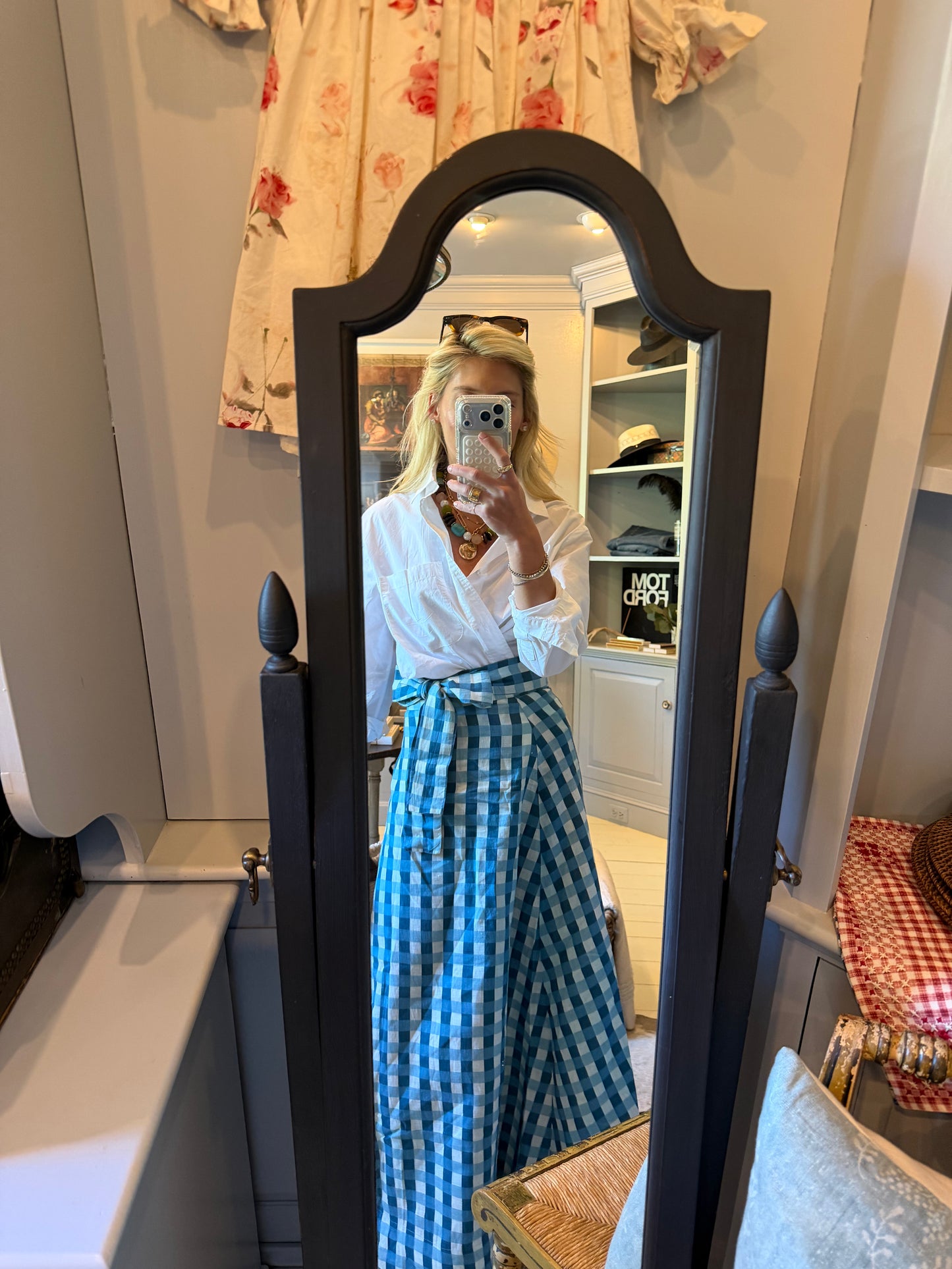 Helena Midi Wrap Skirt in Cape Gingham
