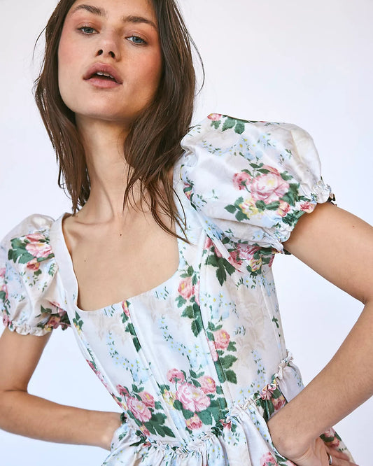 Chloe Dress in Floral Brocade