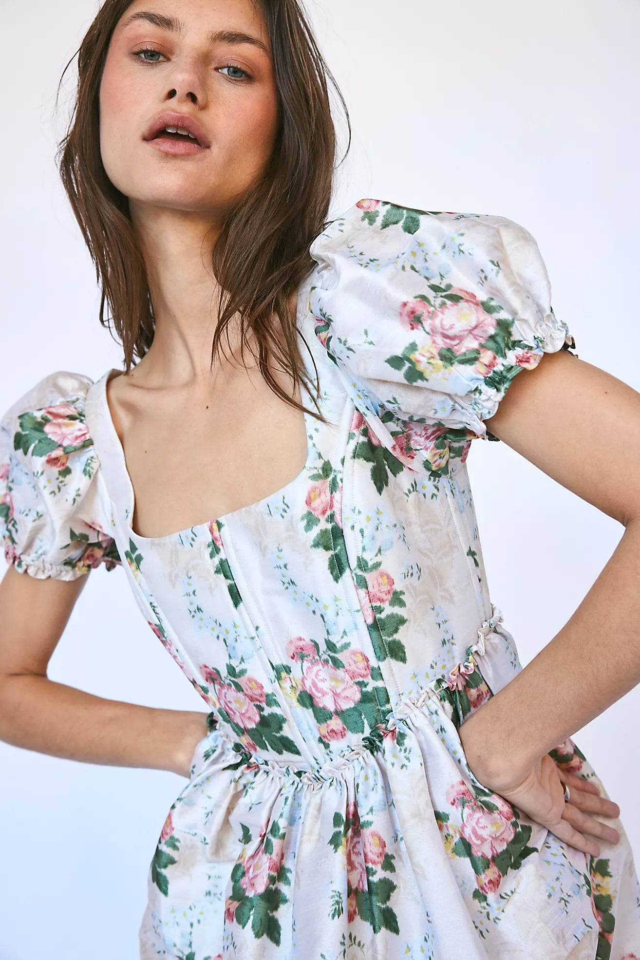 The Chloe Dress in Floral Brocade