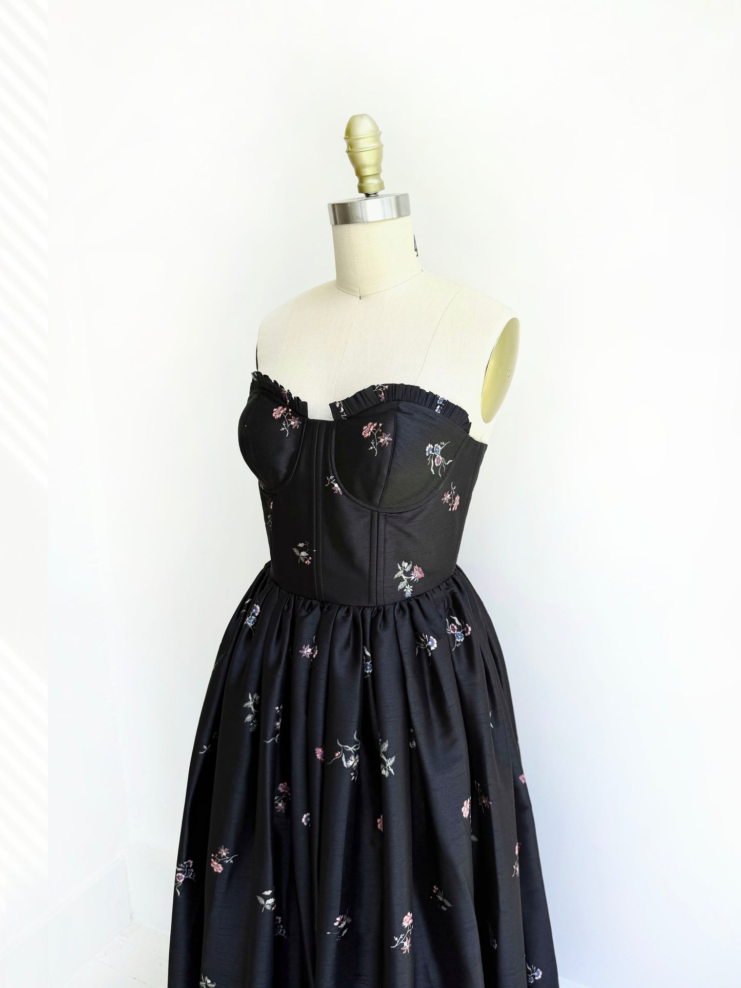 Charlotte Bustier Dress in Noir Fleur