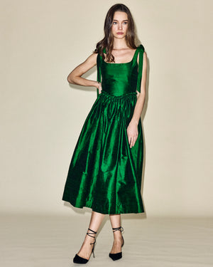 Marie Midi Dress in Emerald