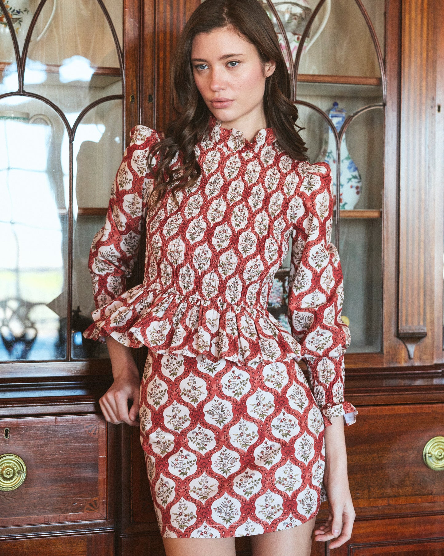 Molly Top in Saffron Trellis