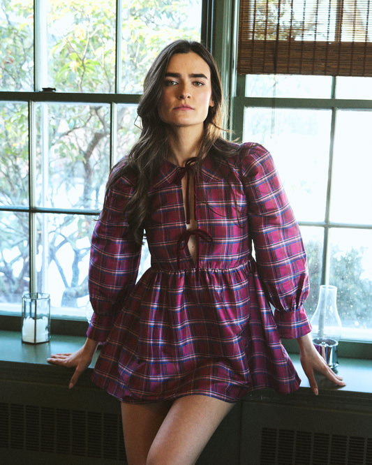 Gussie Dress in Berry Tartan