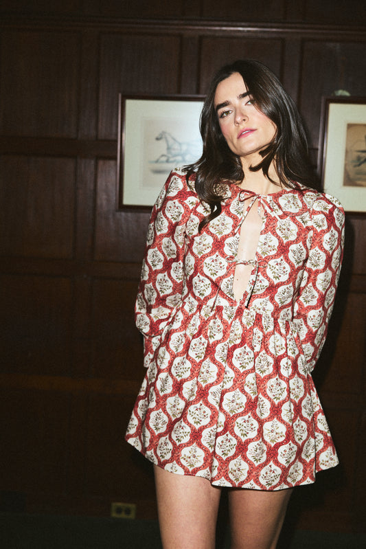 Gussie Dress in Saffron Trellis