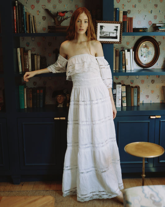 Celeste Dress in White Lace