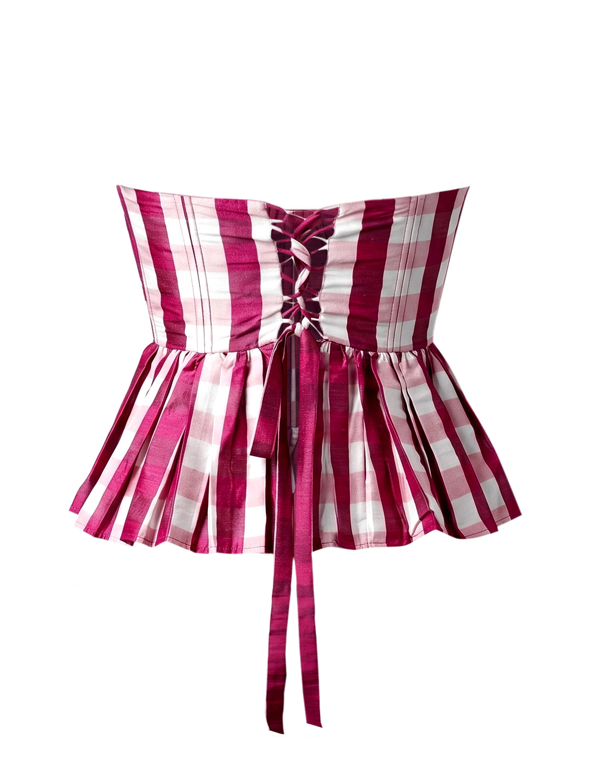 Charlotte Bustier Top in Wine Gingham