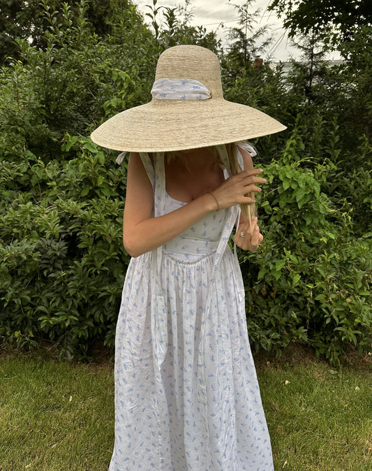 The Marie Dress in Ditsy Blue Floral Linen