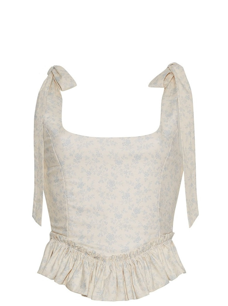 The Antoinette Corset in Ivory English Floral