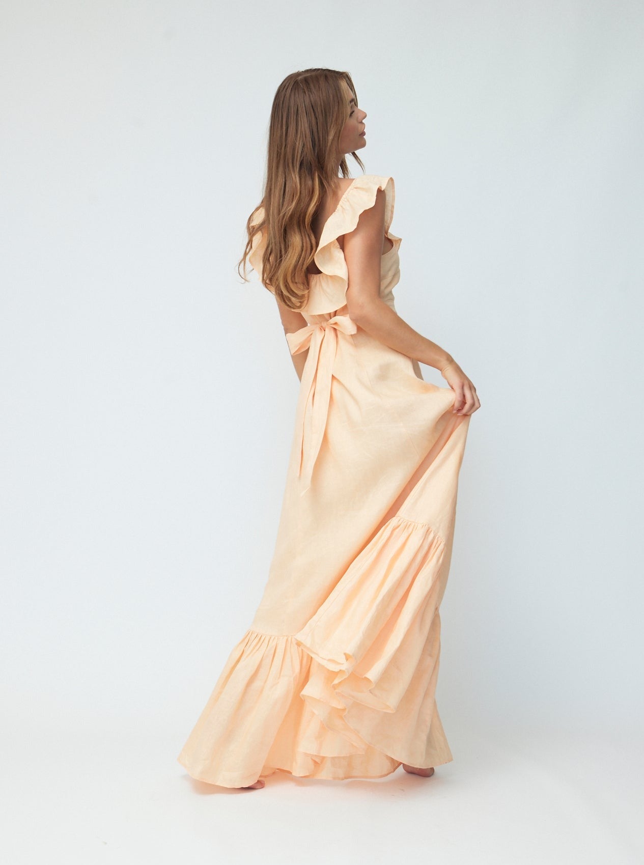 The Camille Dress in Soft Peach