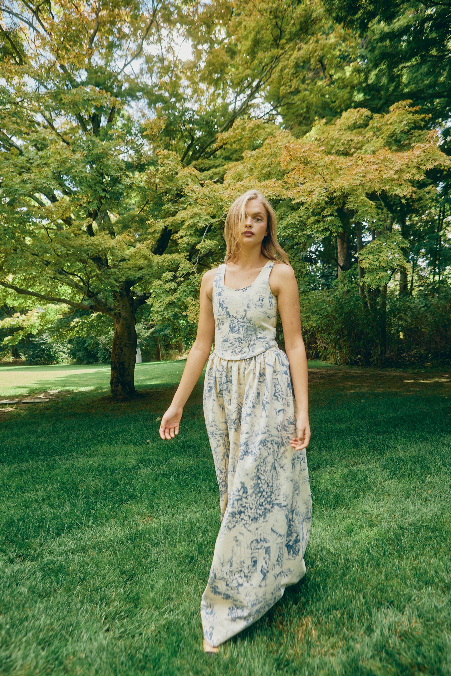 The Brigitte Skirt in Blue Toile