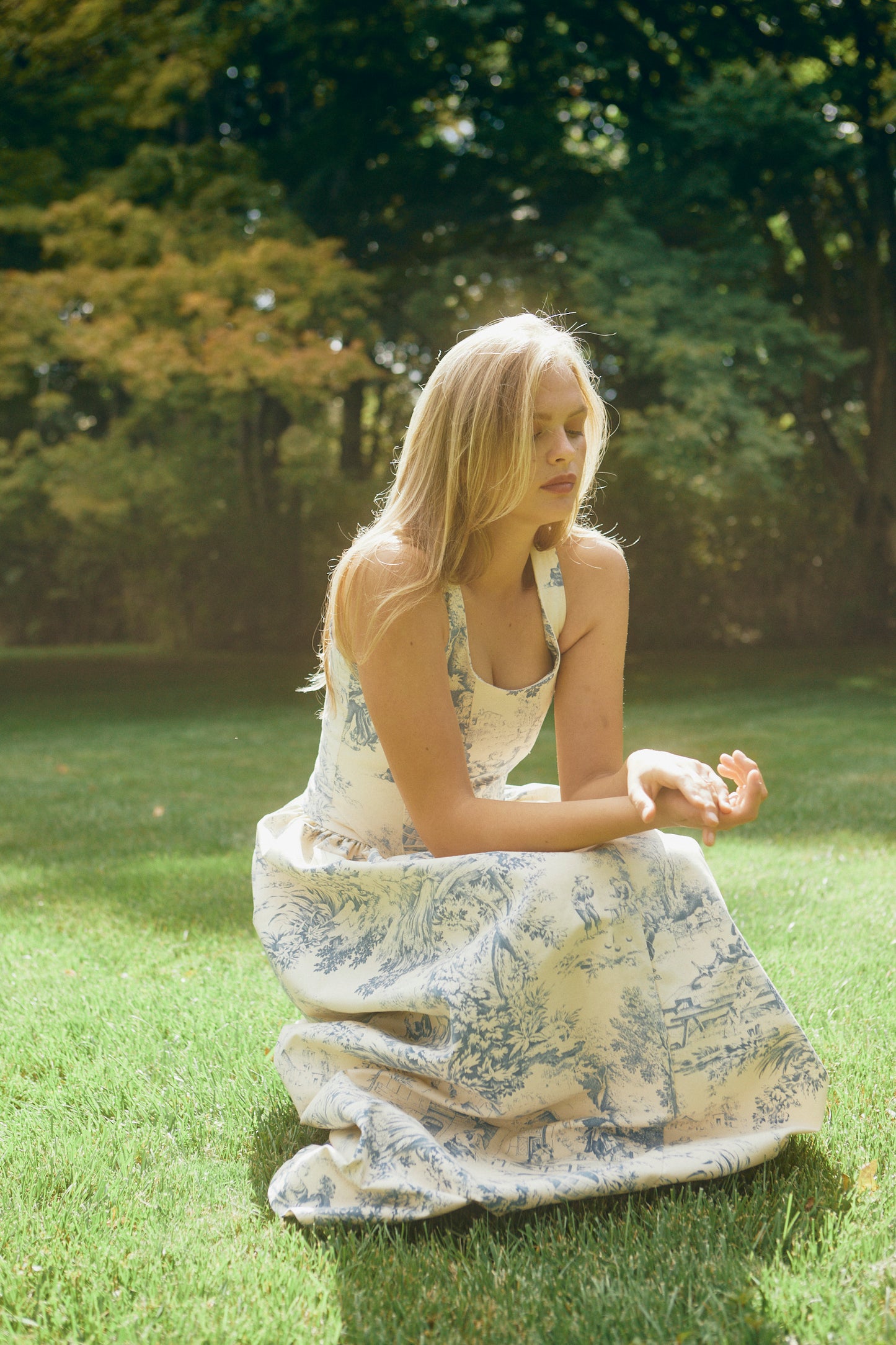 The Brigitte Skirt in Blue Toile