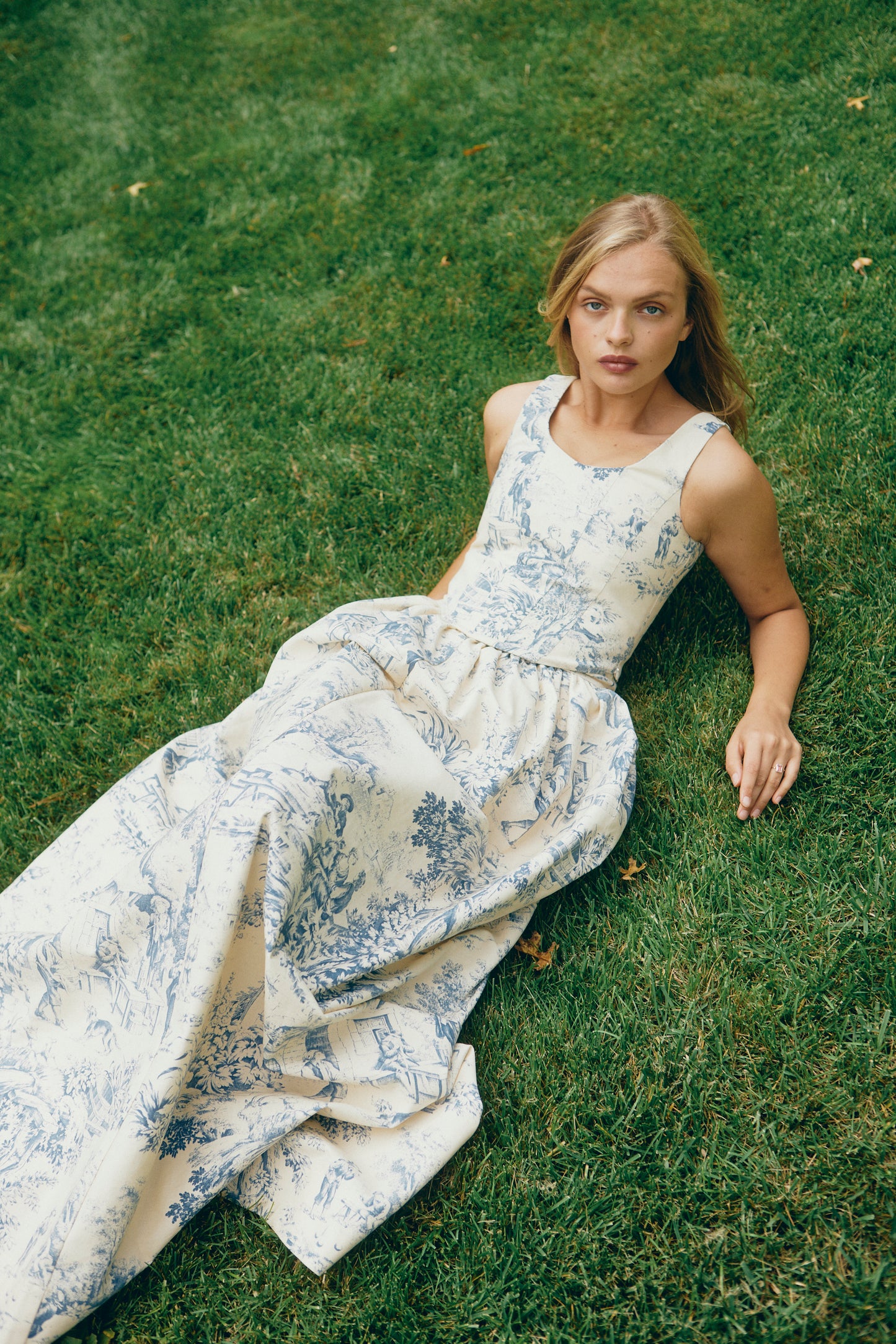 The Emma Corset in Blue Toile